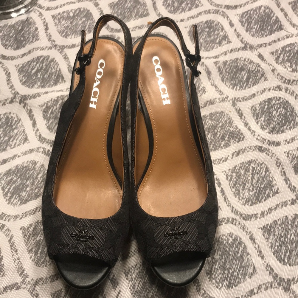 Brand new Coach Strap Wedges, Black